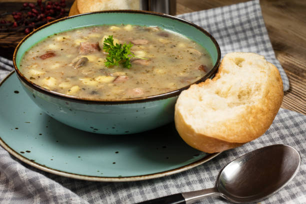 istock Traditional polish soup Zurek in ceramic bowl. 1190443452