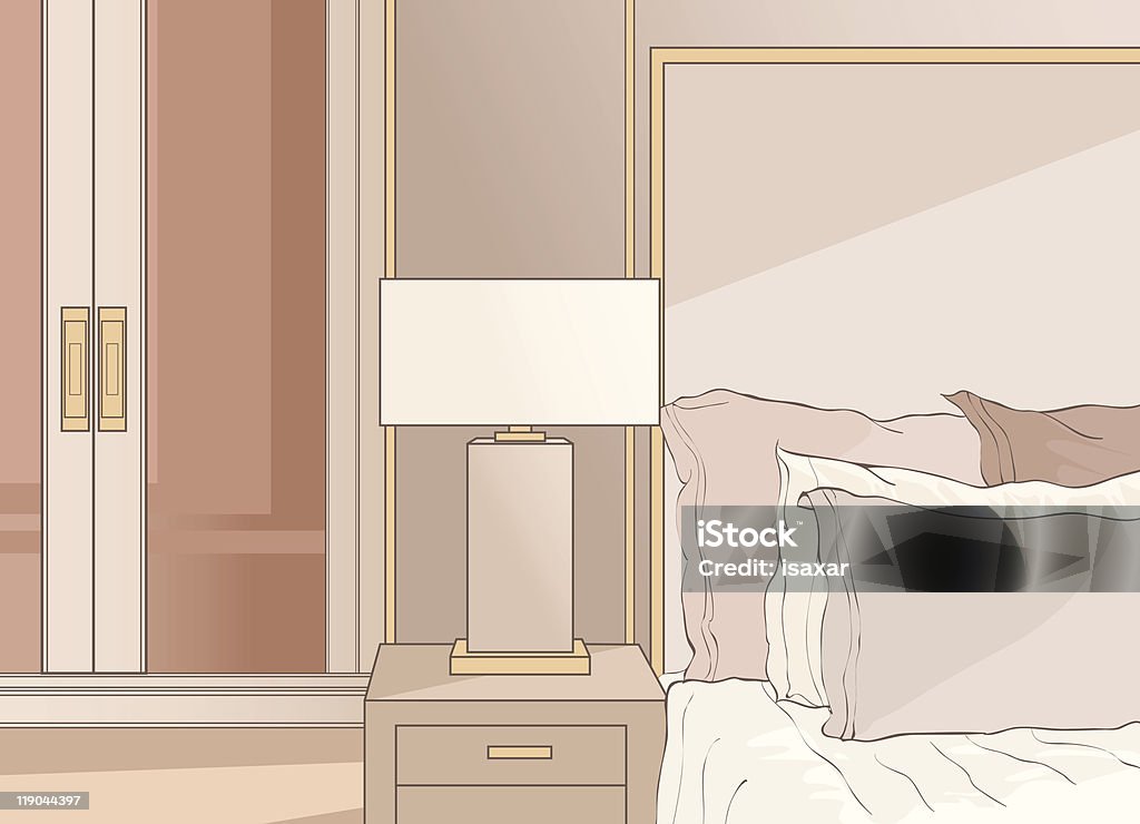 Chambre à coucher principale dans beige - clipart vectoriel de Ameublement libre de droits