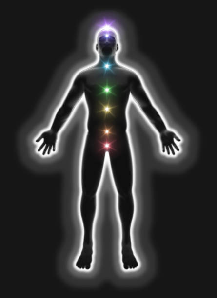 chakras, anima del corpo mentale - etere foto e immagini stock