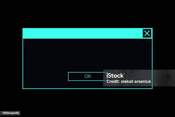 System Error Dialog Box System Message Dialog Box Neon Error Or Information Window Frame Stock ...