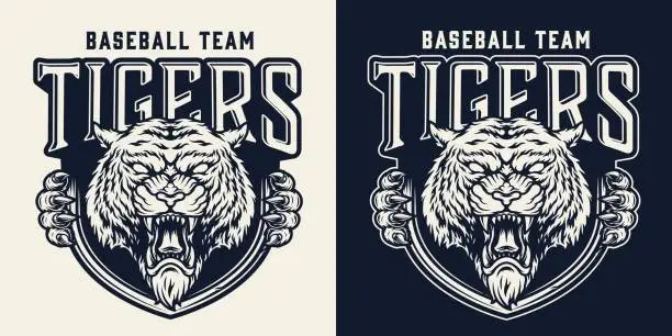 Vector illustration of Baseball team vintage monochrome emblem