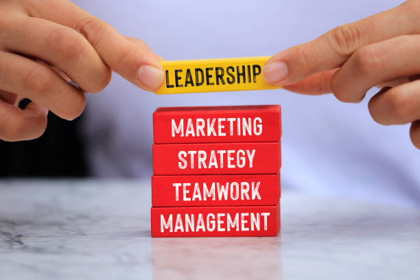 istock Hand Picking Wood Block with Word Leadership. 1190453577