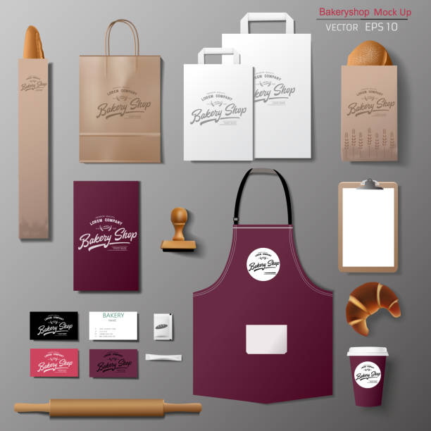vector piekarnia corporate branding szablon tożsamości zestaw projektowania. - baguette stock illustrations