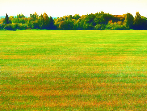 Dramatic fall meadow landscape illustration