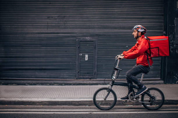 istock Food delivery on bicycle 1190462442