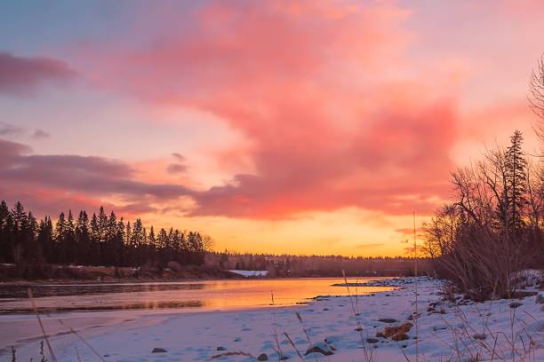 istock Warm Sunrise Over The River 1190462677