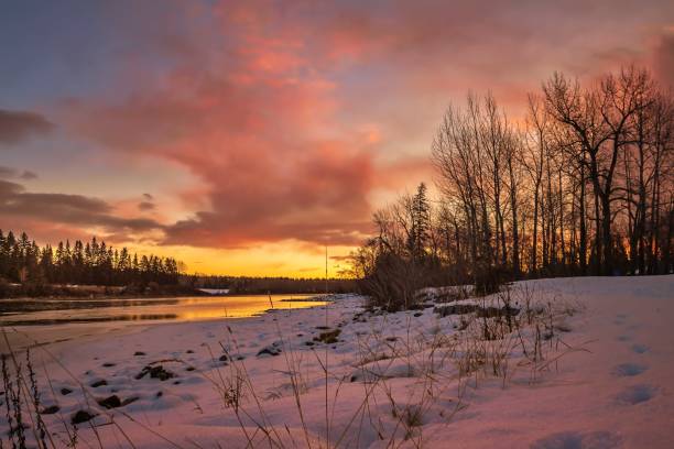 istock Warm Sunrise Over The River 1190462678