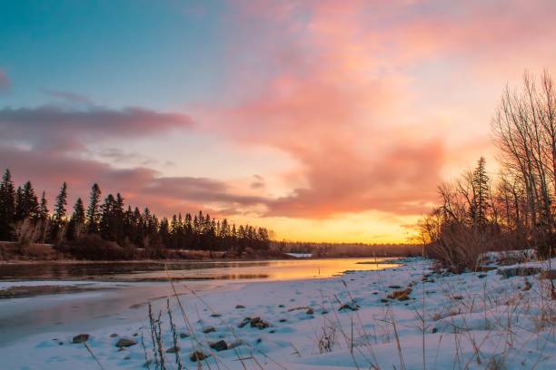 istock Warm Sunrise Over The River 1190462713
