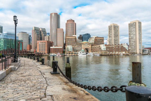 istock Boston Financil district with a cobbled path in foreground on a partly cloudy autumn morning 1190462890