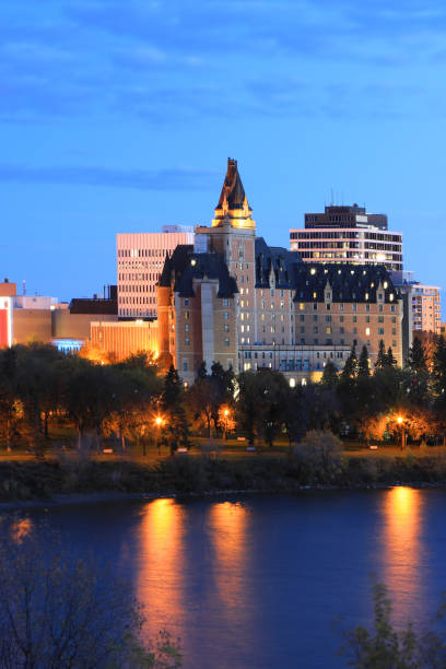 istock Vertical of Saskatoon, Canada cityscape at night 1190464144
