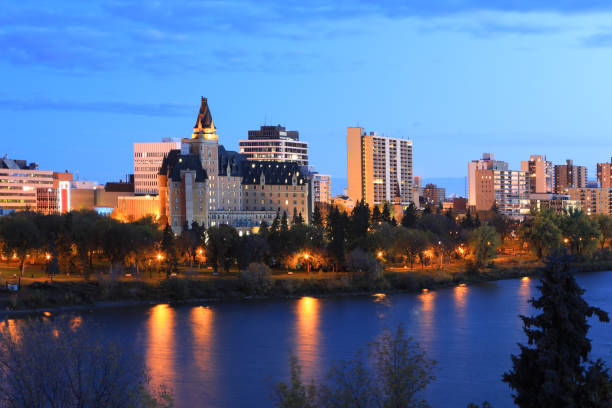istock Saskatoon, Canada city center at night 1190464187