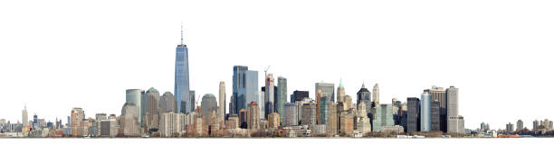 Skyline de Manhattan isolado no branco. - foto de acervo