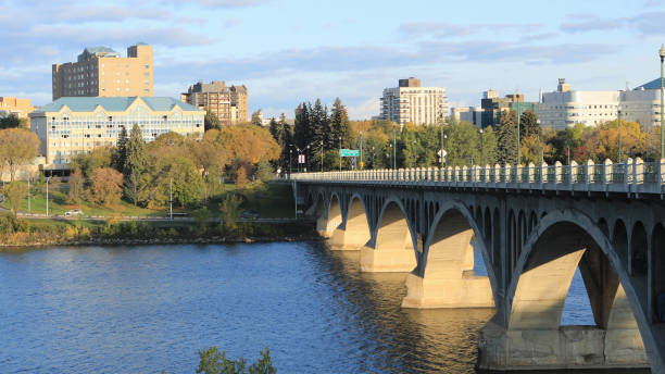istock Scene of Saskatoon, Canada downtown by river 1190465500