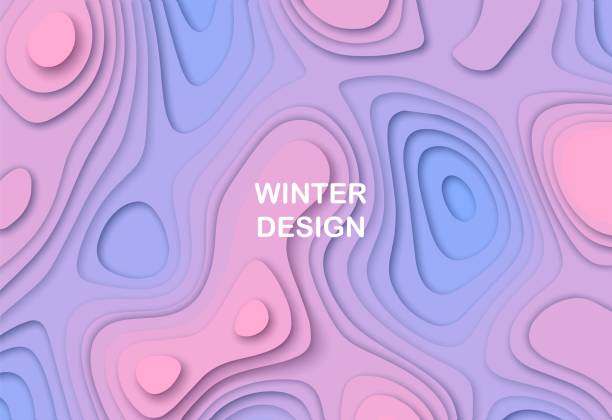 istock Winter abstract paper cut background. Carving art with blue and pink layers. Vector Cover layout design flyers, posters and invitations. 1190467682