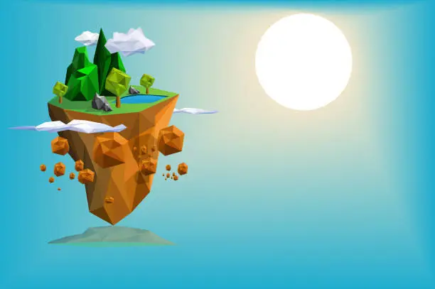 Vector illustration of Island low poly vector