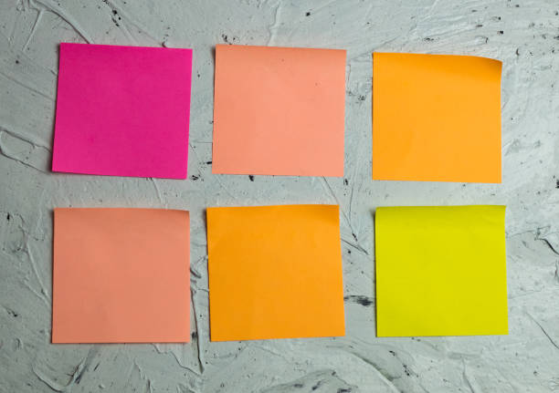 istock Top view colorful reminder paper. on white texture.  Gift, to do list. Minimalistic flat lay. Copy space 1190470901