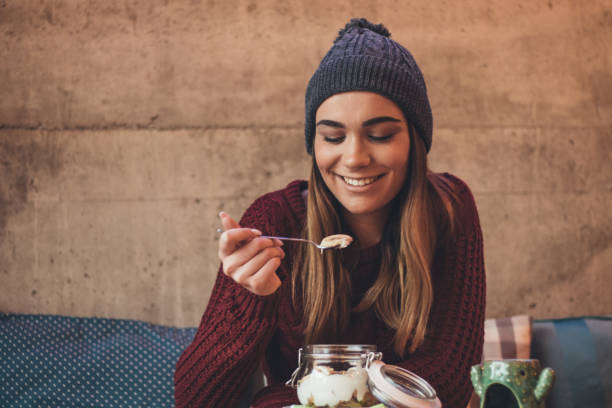 istock Woman is having healthy breakfast 1190475407