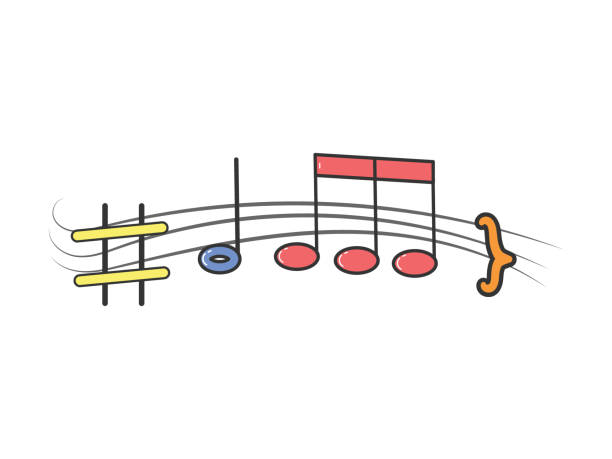 illustrations, cliparts, dessins animés et icônes de diverses notes musicales sur stave, notes musicales sur un fond blanc - sheet music treble clef musical note musical staff