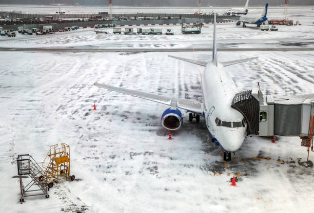 istock Passenger Airplane on airfield winter 1190482226