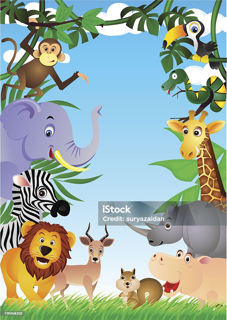 Animal cartoon in the jungle  Safari Animals stock vector