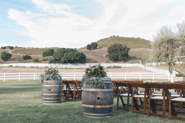 istock Wine barrels wedding ceremony decor 1190489425