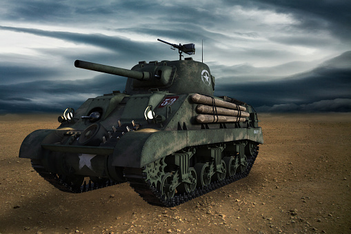 Armeepanzer In Der Wüste 3drender Stockfoto und mehr Bilder von