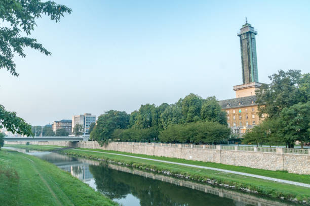 istock Ostravice river at sunrise time in Ostrava, Czech Republic. 1190491845