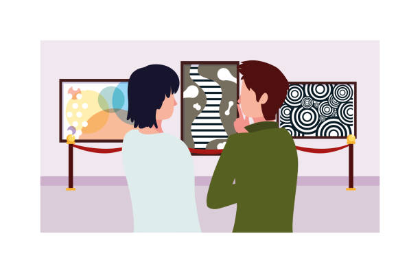 istock men in contemporary art gallery, exhibition visitors viewing modern abstract paintings 1190491906