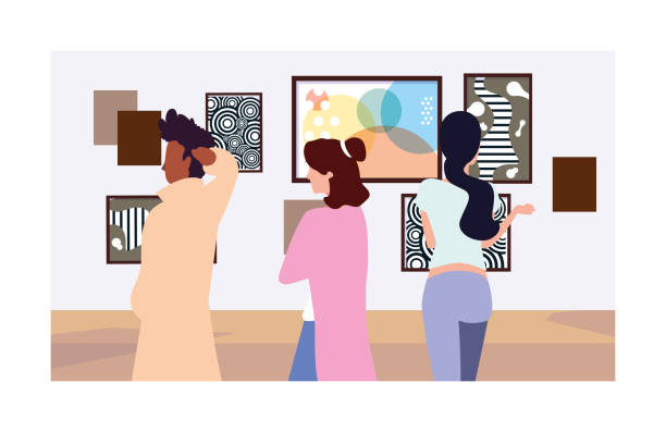 istock group of people in contemporary art gallery, exhibition visitors viewing modern abstract paintings 1190492145