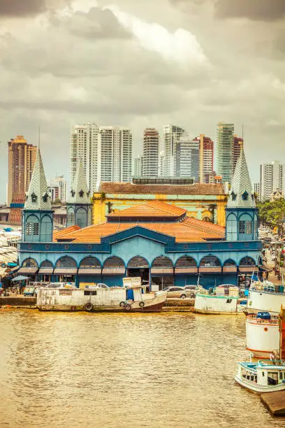 Famous municipal Market and the elegant apartment buildings in the background