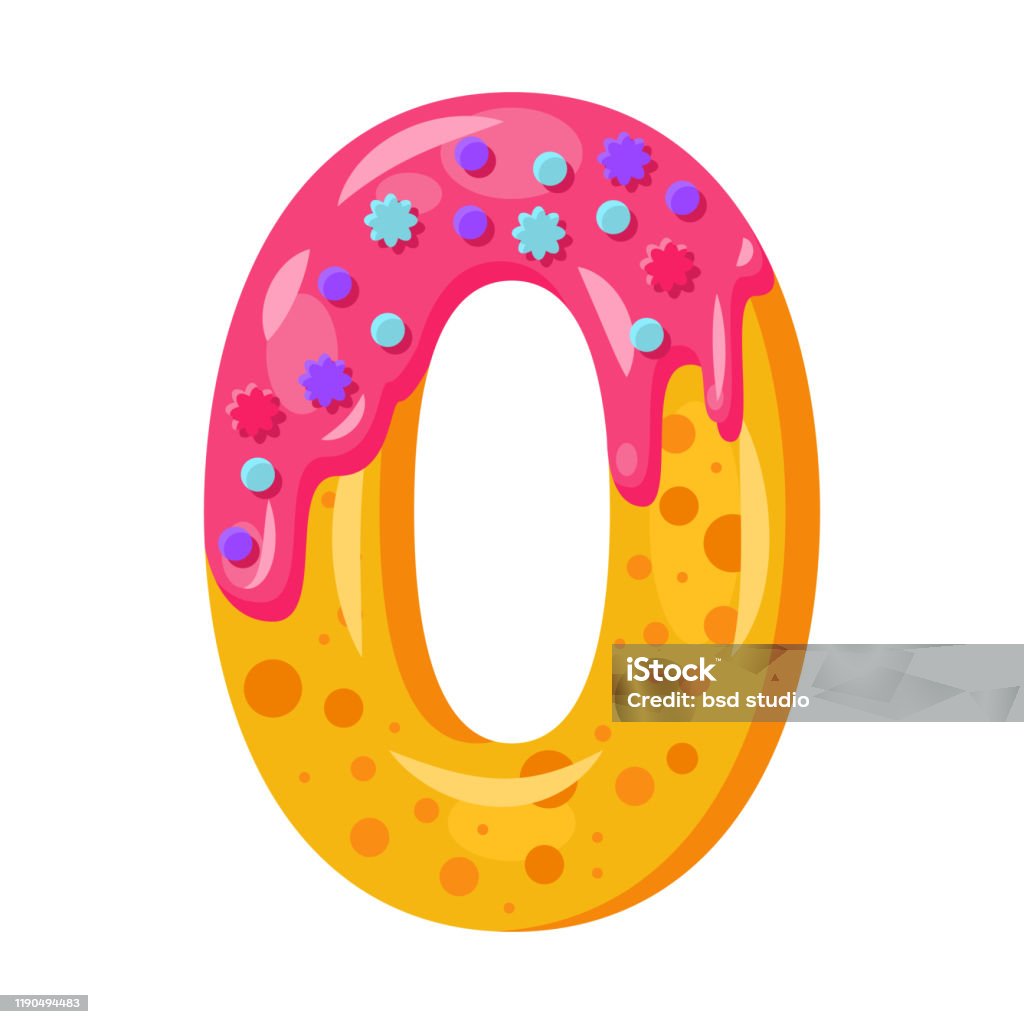 Delicious Zero Number Donut Cartoon Zero Number Vector Illustration Stock Illustration ...