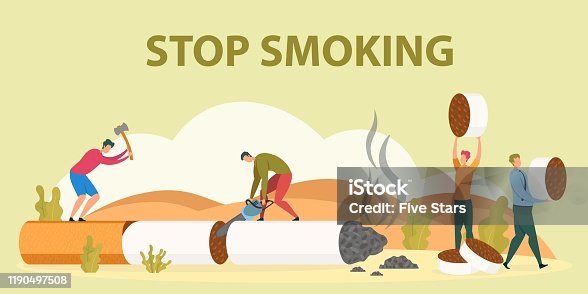 istock Tobacco Smoking Addiction Stop Flat Vector Concept 1190497508