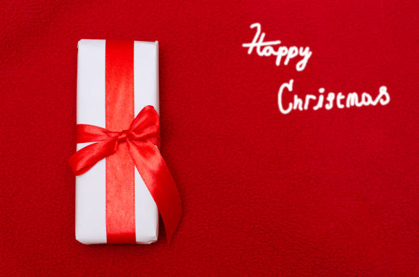 Christmas gifts on red background