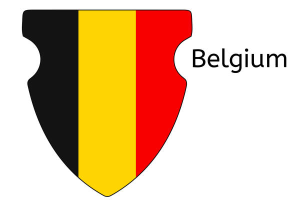 ikona belgijskiej flagi, belgia flaga kraj wektor ilustracji - belgium belgian flag flag shield stock illustrations