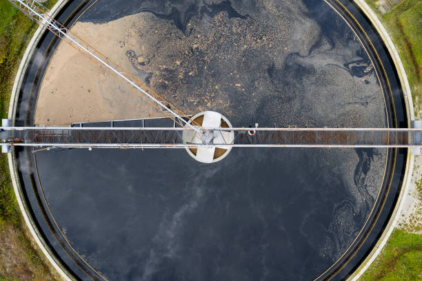 istock Round Clarifier At Wastewater Treatment Plant, Top View 1190507233