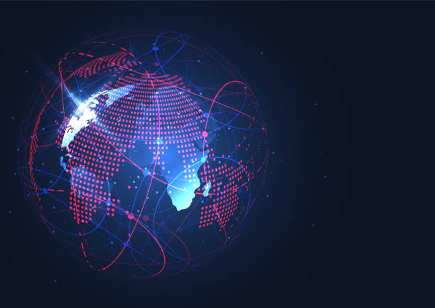istock Global network connection. World map point and line composition concept of global business. Vector Illustration 1190507934