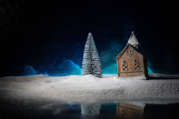istock Traditional holiday attributes on snow. Creative artwork decorations. Empty space for your text 1190518191
