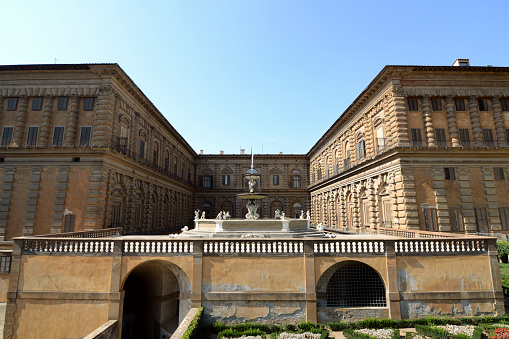 Majestic historical Palazzo Pitti viewed from Boboli garden, Florence, Tuscany