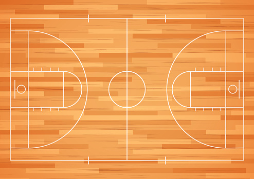 Vector illustration of Basketball court floor with line
