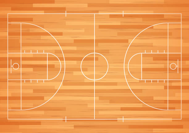 Basketball court floor with line Vector illustration of Basketball court floor with line back board basketball stock illustrations