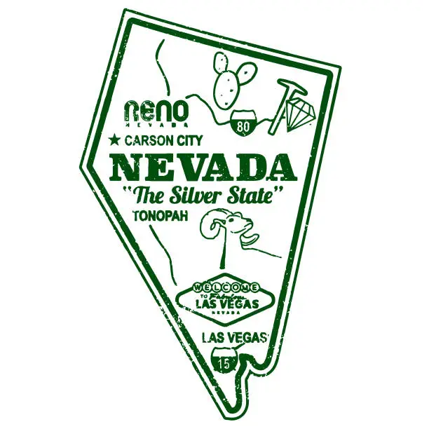 Vector illustration of Retro Nevada Travel Stamp Map