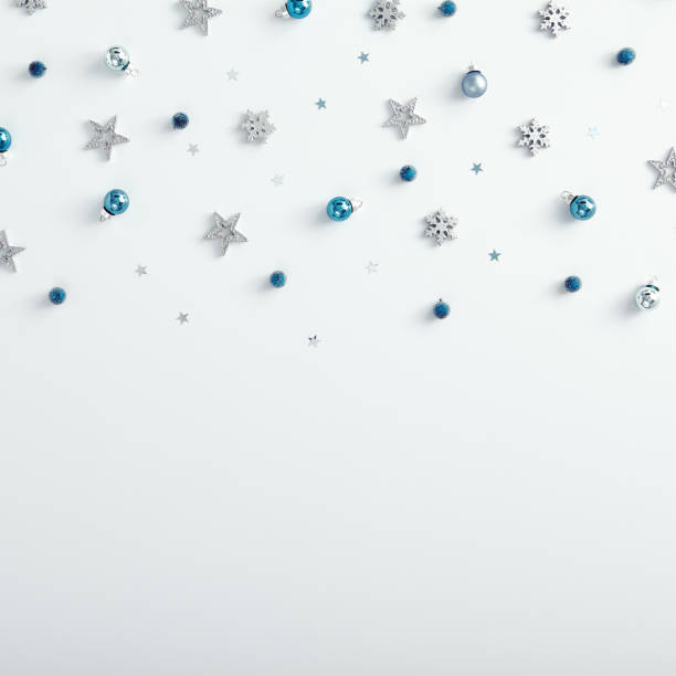 istock Blue bauble, silver snowflake and star on the top 1190533424