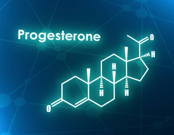 estructura de la molécula de progesterona. - progesterona fotografías e imágenes de stock