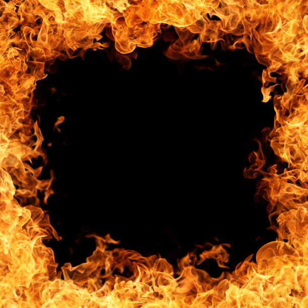 istock A fire frame of burning flame on dark background for abstract graphic design purpose 1190534505