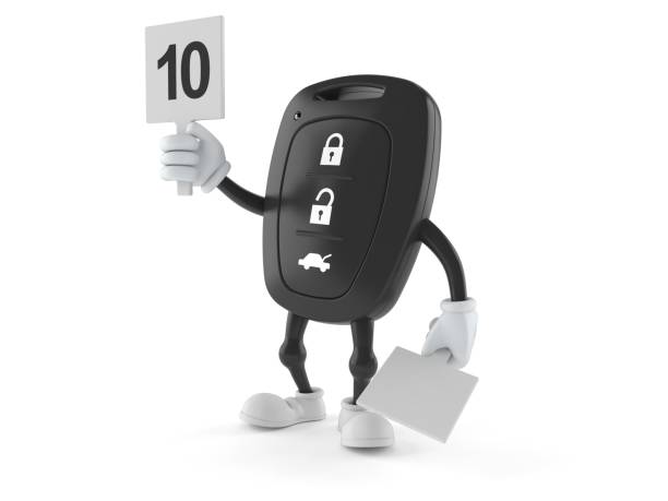 istock Car remote key character with rating number 1190539676
