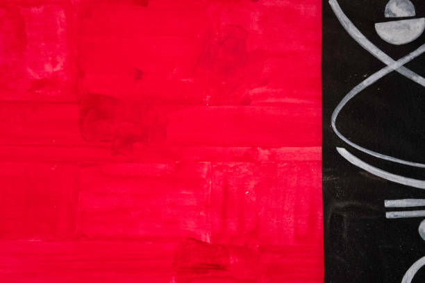 Funny abstract red composition and white lines hand drown on black background. Perfect for Christmas, parties and celebrations