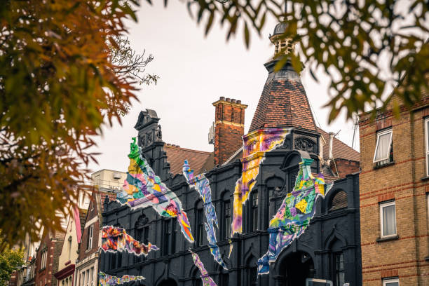 London, United Kingdom -  October 2019 : Landmark colourful The Ninth Life pub, multi-roomed, multi-levelled venue in The Catford Centre in Lewisham