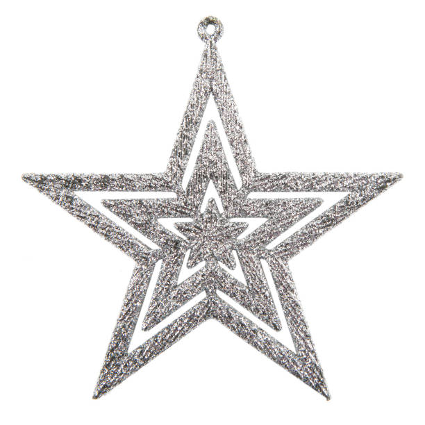 istock Silver snowflake, christmas toy, isolated on white 1190550594