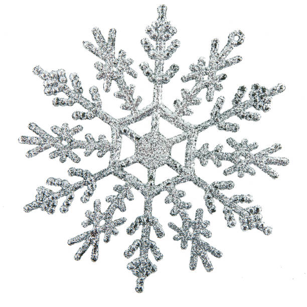 istock Silver snowflake, christmas toy, isolated on white 1190550609