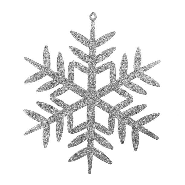 istock Silver snowflake, christmas toy, isolated on white 1190550626